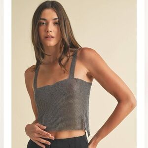 NWOT Stylish Black and Silver Women's Tank Top